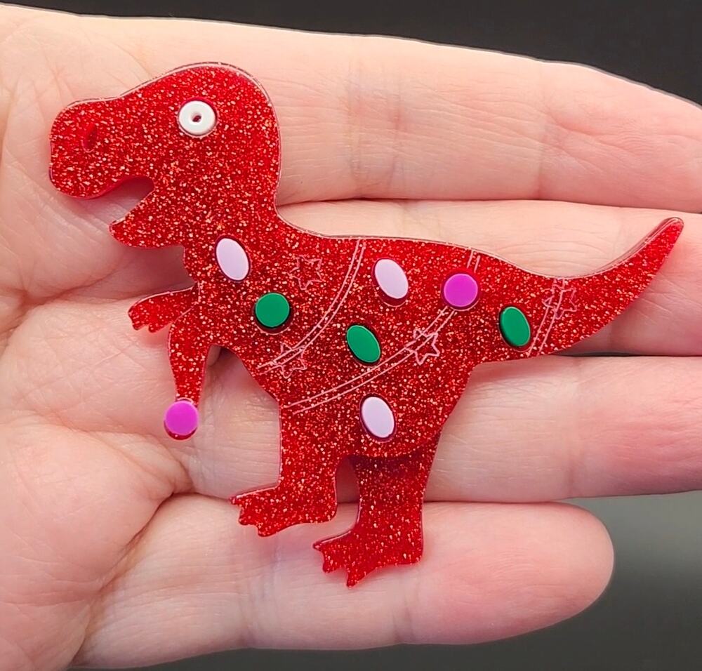 Dinosaur Acrylic Brooch Cartoon Style Friendly T-Rex
